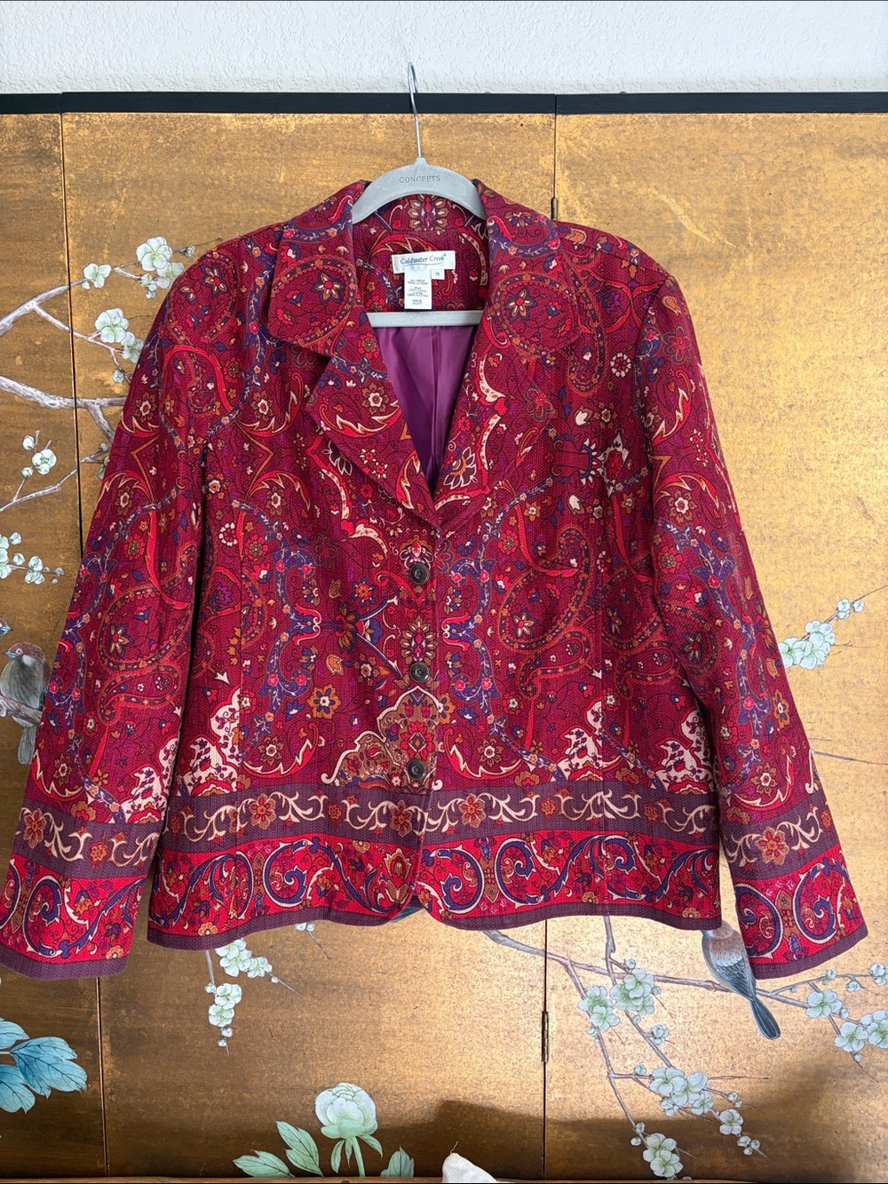 Coldwater creek lightweight cotton jacket, lined. Old money, jewel tones - Picture 2 of 11